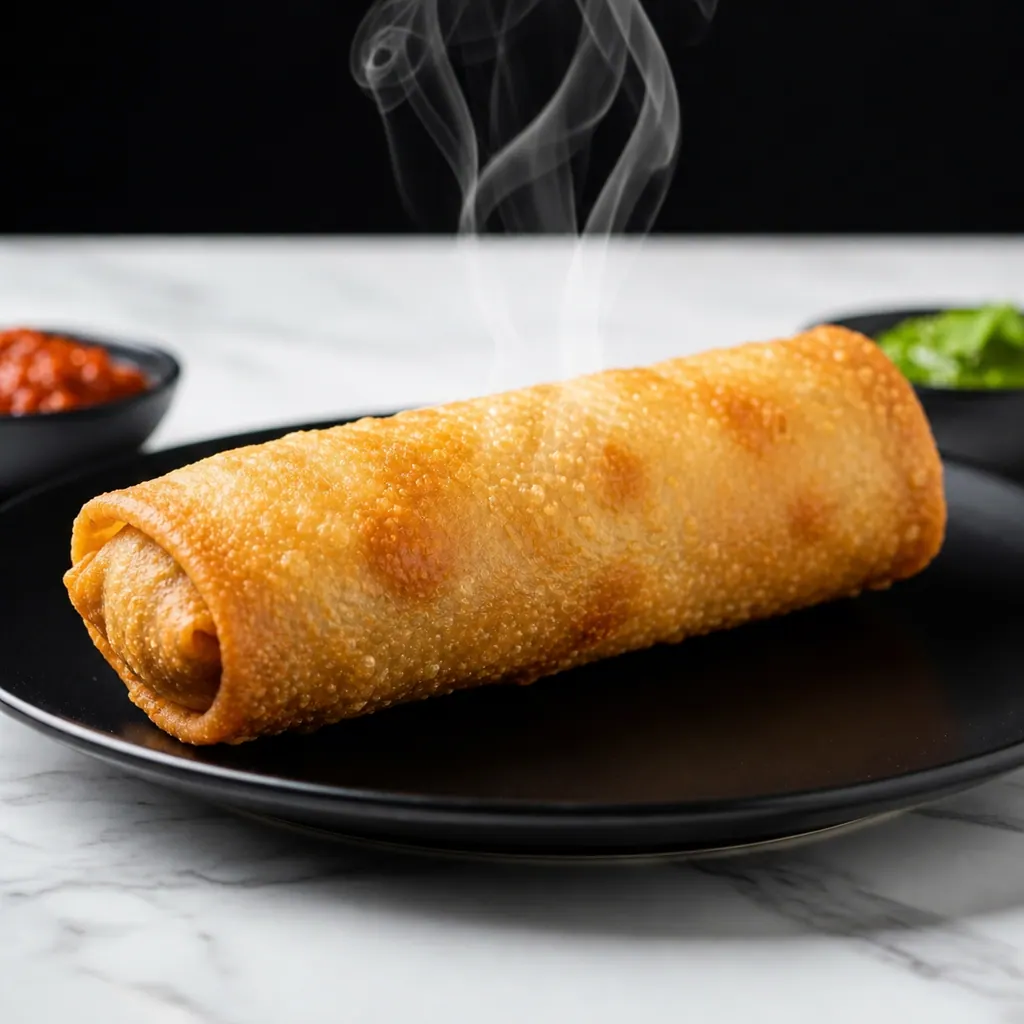 Golden spring rolls with a fresh vegetable filling